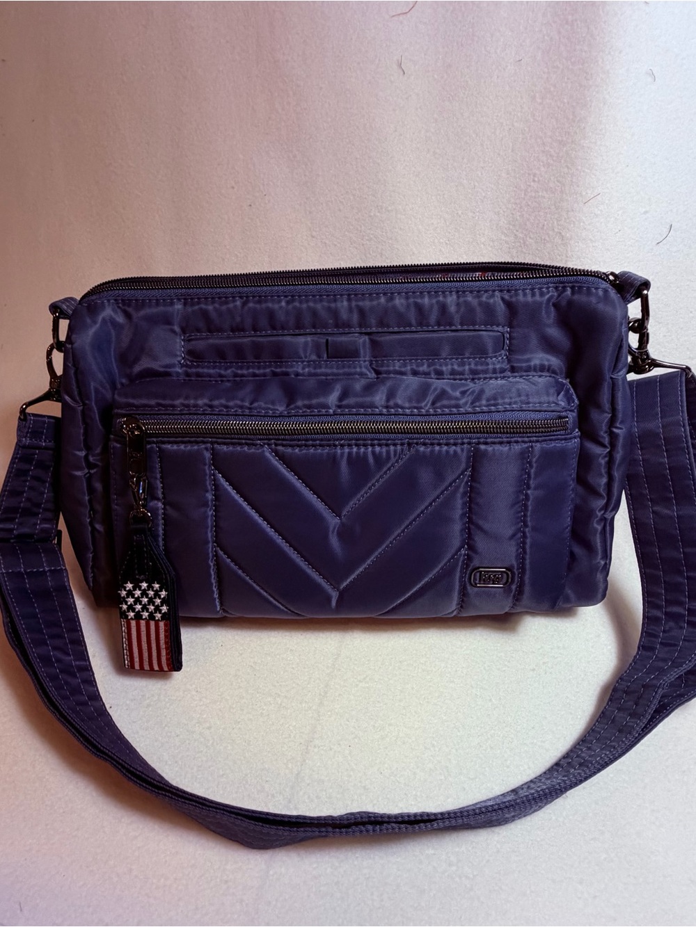 lug Navy Quilted Shoulder Crossbody Bag